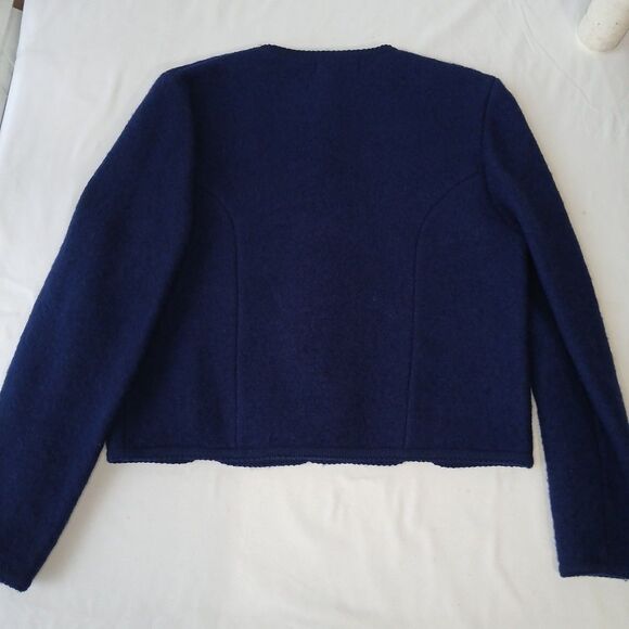 Field Manor Womens Vintage 50s Boiled Wool Blazer Sweater Sz 14 Silver Buttons - Picture 8 of 8